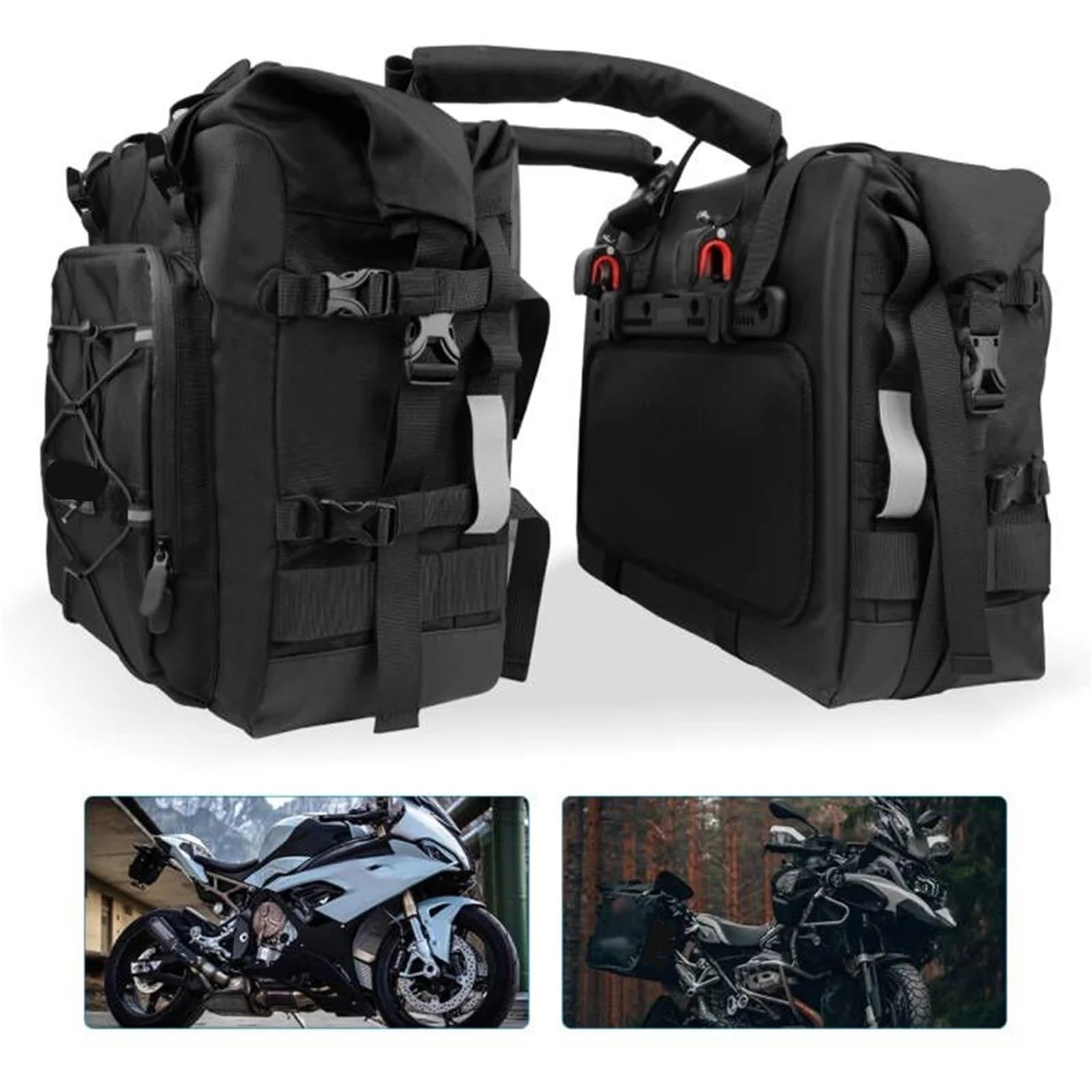 Sacco da Viaggio per Motociclismo Borsa Da Sella Per Barre Di Protezione Per Telaio Di Moto, 20 Litri, Borsa Laterale Posteriore Per Sedile, Borsa Da Viaggio Per Bagagli, Borsa Da Sella