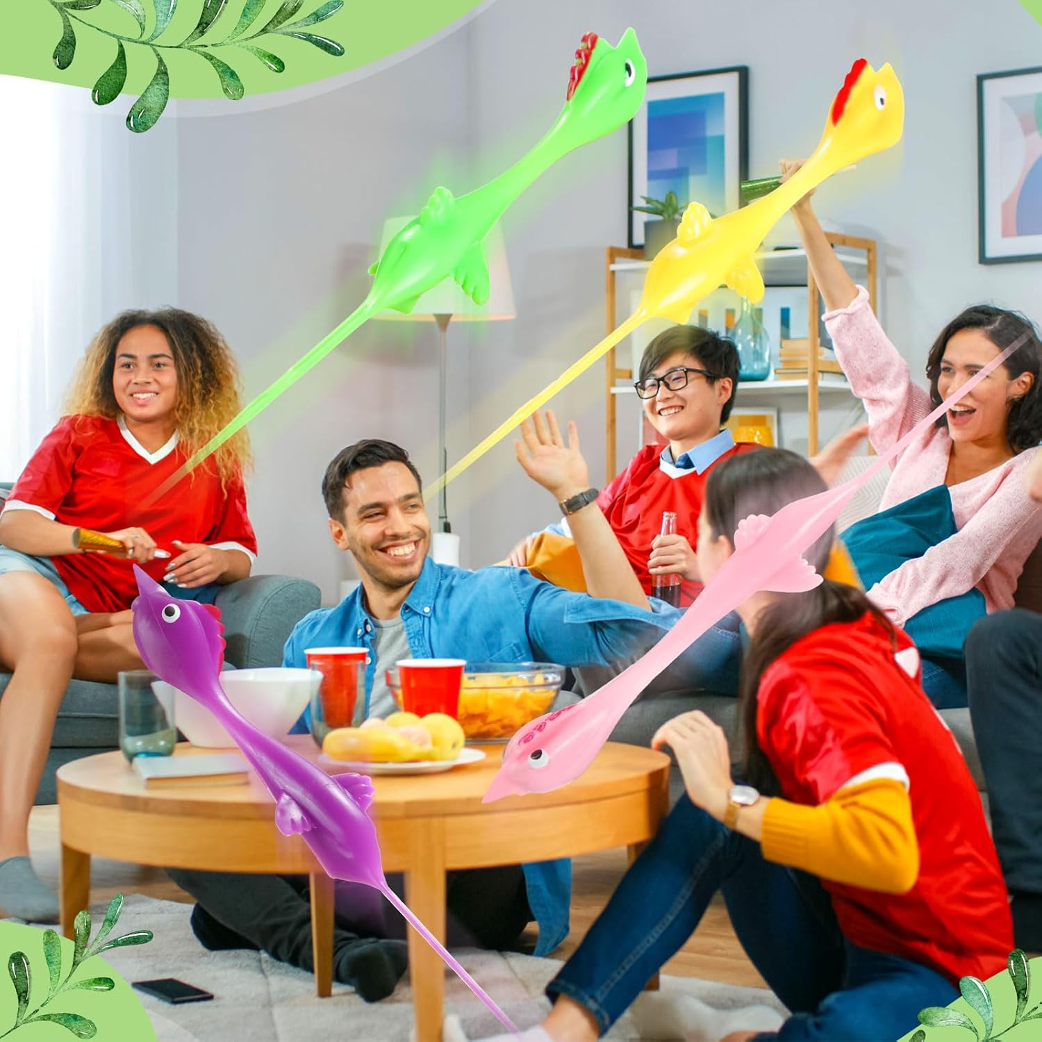 Lenwen 180 Pieces Easter Slingshot Chicken Catapult Toy Flying Easter Funny Rubber Slingshot Stretchy Chicken Flingers Toy for Party Favors, 3.94 Inch(Colorful) - Image 6