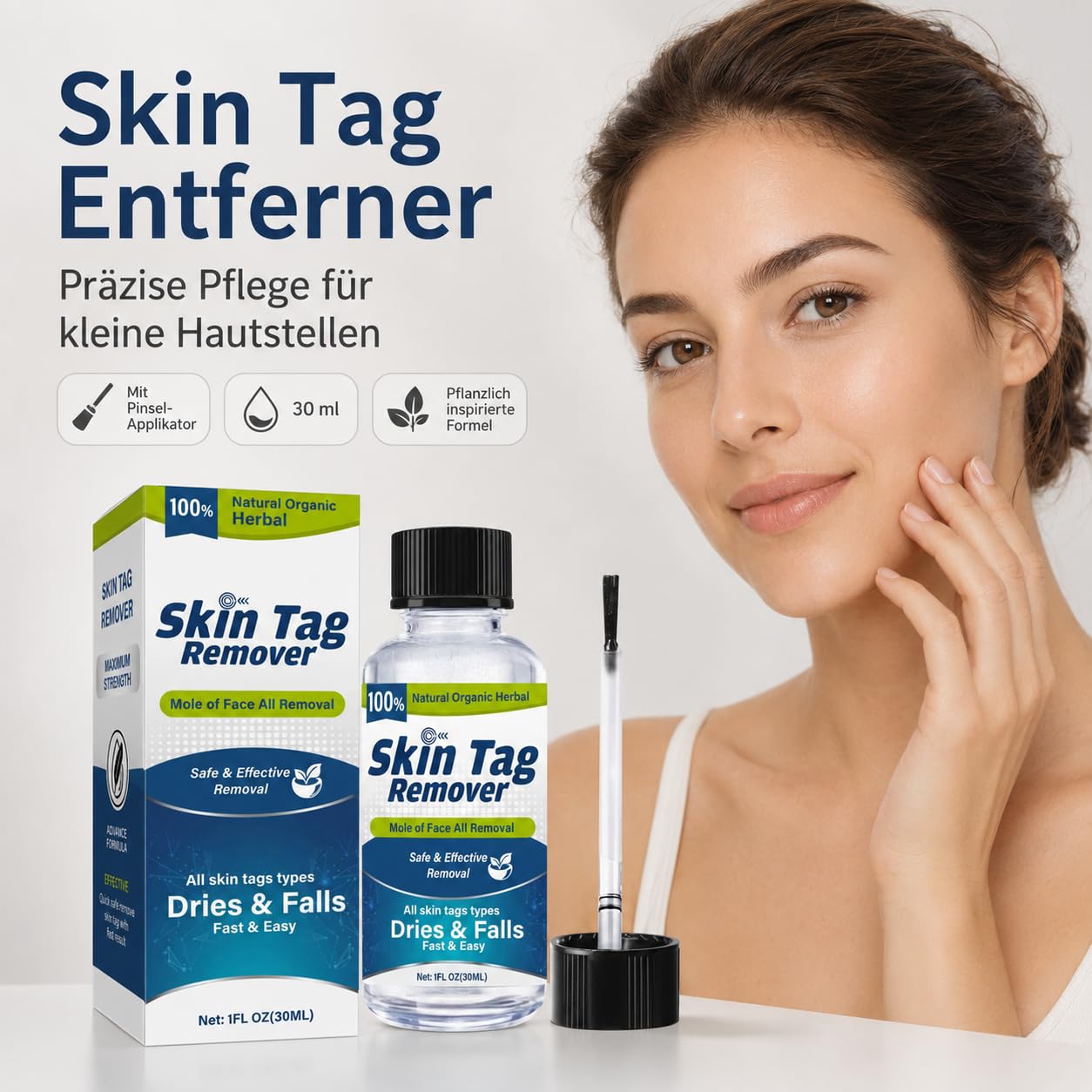 Warzenentferner, Warzen Entfernen, 30ML Warzenmittel für Hand & Fuß | Effektive Entfernung von Hautanhängseln, Füße, Hals & Weitere Bereiche Mild, Natürliche Pflanzenextrakte ohne Schmerzen