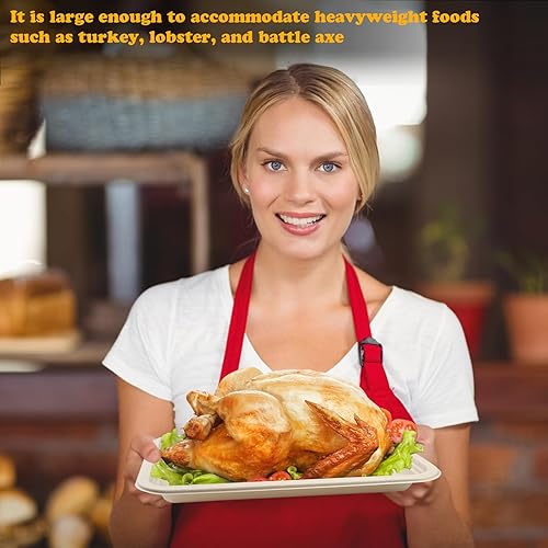 Miniatura 7 de Paquete de 10 bandejas desechables de cangrejo de cangrejo, bandejas de alimentos de 14 pulgadas, platos de papel grandes ecológicos y resistentes,