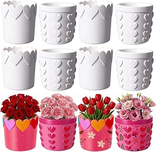 Zubebe 12 Pcs Paint Your Own Valentines Succulent Planter Pots 3.54 in DIY Mini Succulent Pots with Heart Pattern Ready to Paint Planter Unpainted Flower Pot for DIY Craft Project Activity Gift