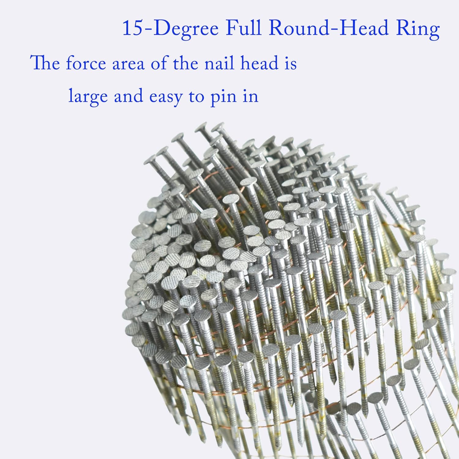 waltyotur 1-1/4Inch x 0.092Inch Collated Wire Coil Siding Nails 15-Degree Full Round-Head Ring 3600 Count Hot-Dipped Galvanized for Rough Nailing of Lathing and Sheathing Materials