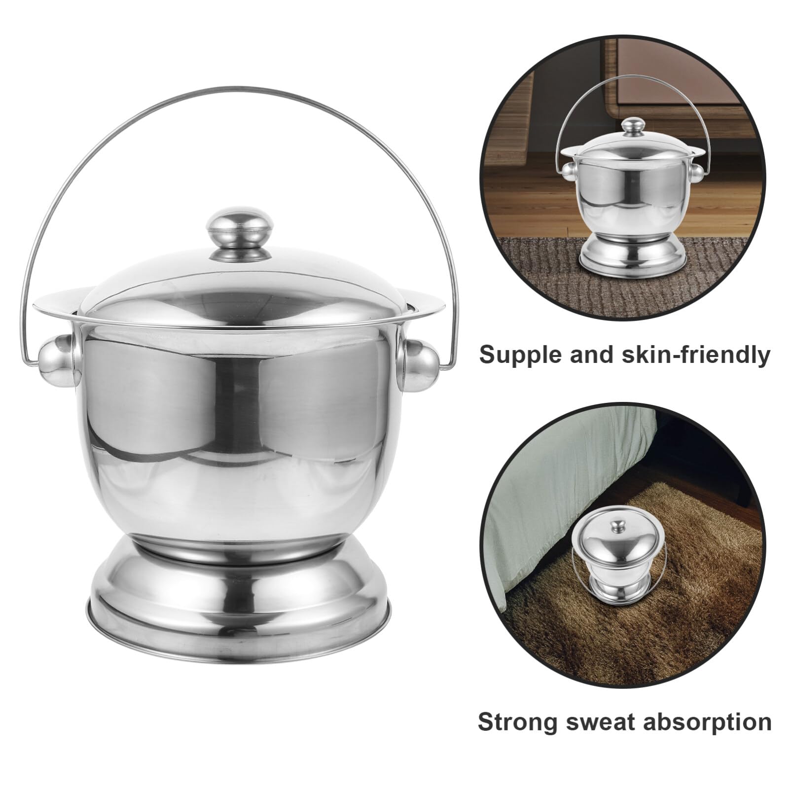 1ensemble Chambre Pot Portable Acier Avec Couvercle Urinoir Et Spittoon Pour Adultes Et Garçon Fille Pour Maison