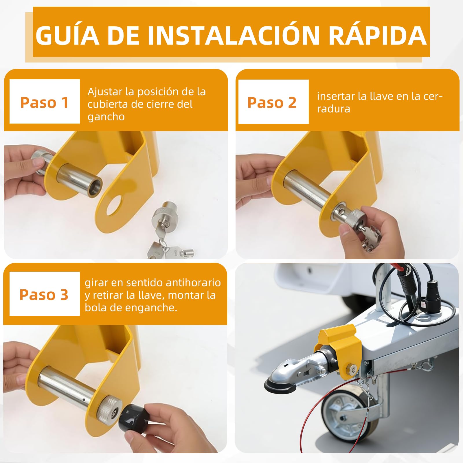 Cerraduras de enganche de remolque para AL-KO AK130, AK160 y AKS1300/2004/3004 modelos con antirrobo y acoplamiento estabilizador, adecuado para la seguridad de caravanas, autocaravanas y campistas.