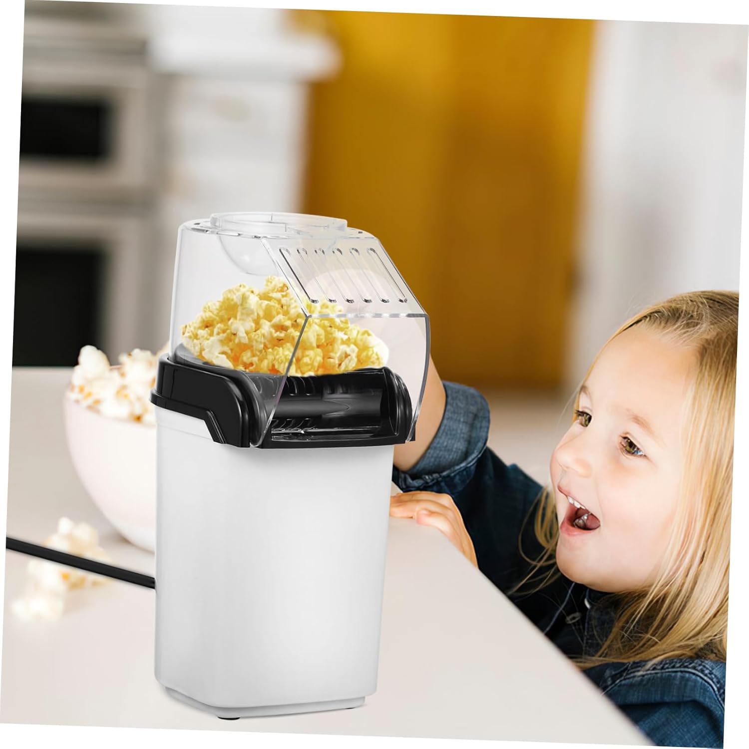 110v Electric Hot Air Popcorn Maker for Home Popcorn Machine with Measuring Cup Healthy No Oil Snack Maker for Movie Nights and Parties