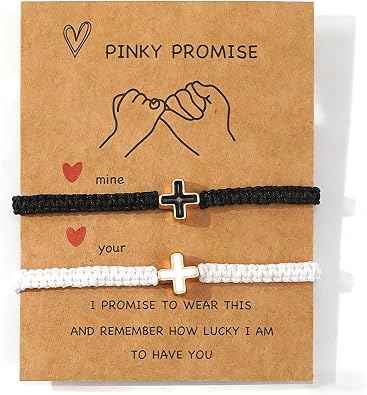 Cross Couple Matching Braided Rope Woven Bracelets Set for Women Men, Handmade Boyfriend Girlfriend Lucky Knot Adjustable String Jewelry, Valentines God Amulet Holiday Friendship Gift
