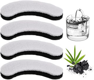 Dokpav Cat Water Fountain Filter for NPET WF050 Cat Water Fountain, Arc-Shaped Cat Fountain Filters Pet Fountain Replacement Filters Triple Action with Resin and Active Carbon (4 Pack)