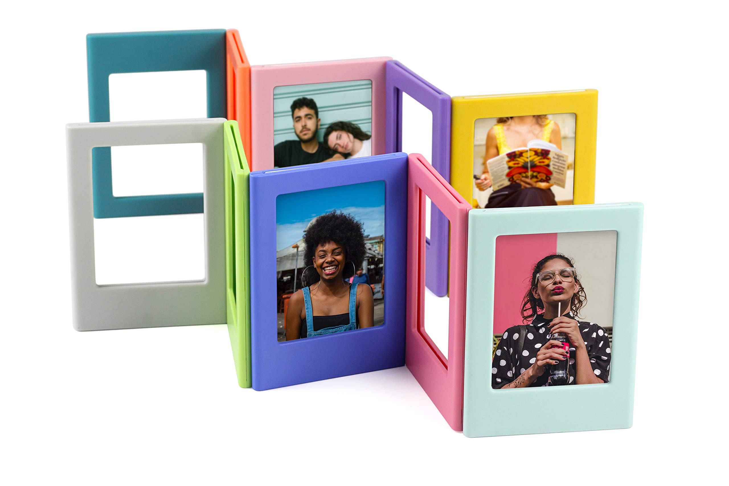 TERRIFI Magnetic Picture Frame Set for Refrigerator, 10 Pack 2x3 Mini Frames for Polaroid and Instax Photos, Wallet Size Picture Frames