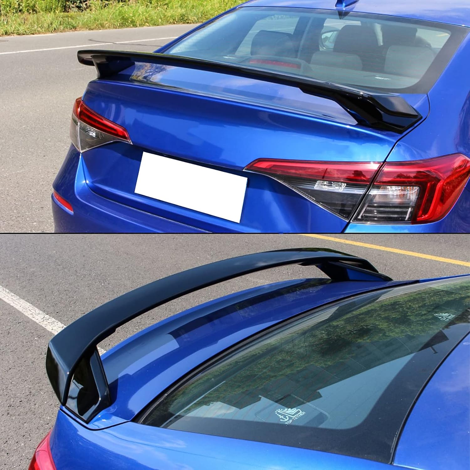 IKON MOTORSPORTS, Rear Trunk Spoiler Compatible with 2022-2026 Honda Civic 11th Gen Sedan 4-Door, HPD V2 Style Gloss Black Rear Trunk Spoiler Wing Added on Bodykit Replacement ABS Plastic