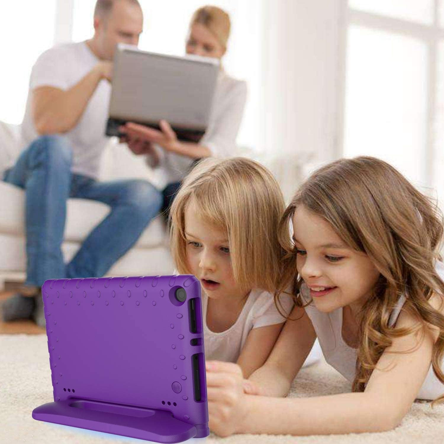 Kids Case for Fire HD 10 Tablet Case 5th/7th/9th Gen (2015/2017/2019 Releases),Shockproof Sturdy Protective Foam Cover for Fire HD 10.1 inch with Carry,Purple