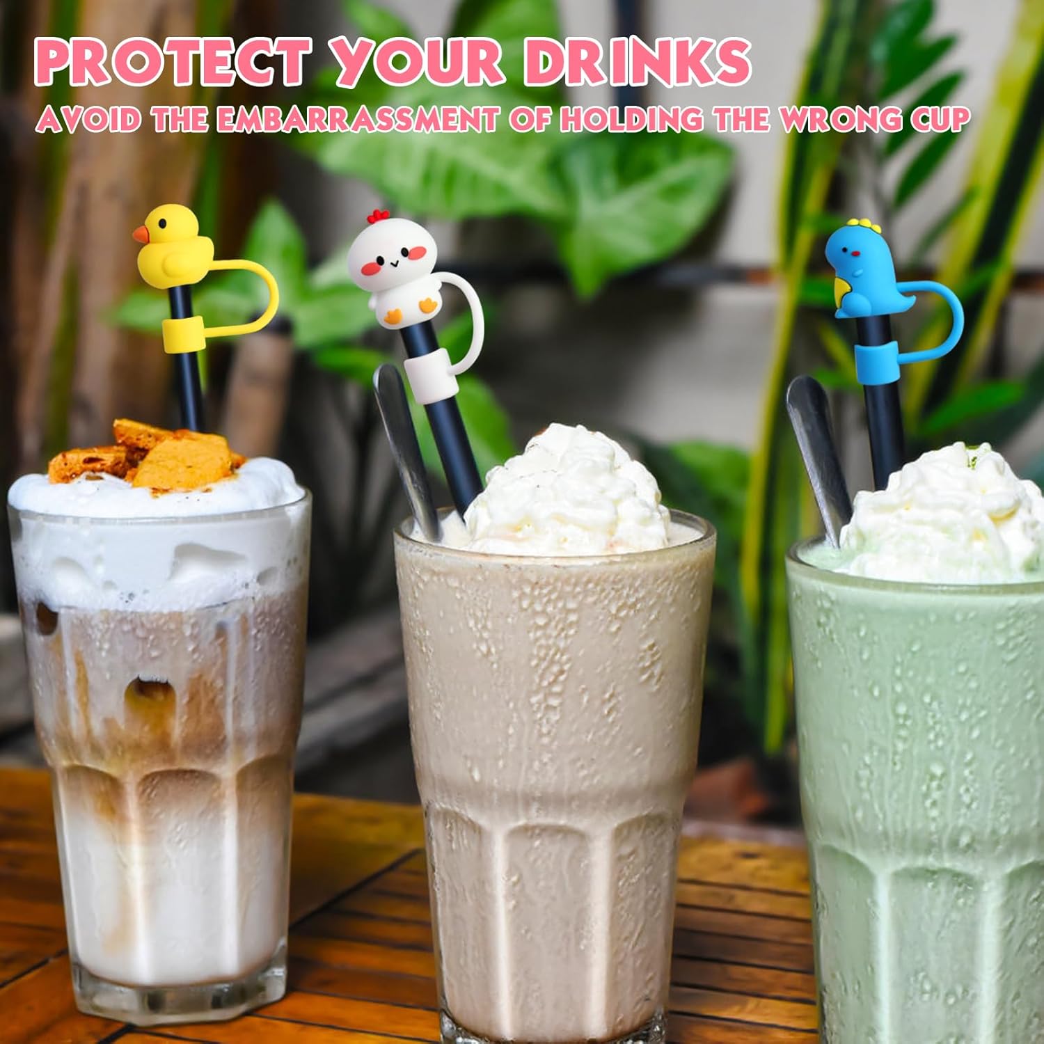 6Pcs Straw Covers Cap, Cute Animals Silicone Straw Toppers Compatible with Stanley Cup, Drinking Straw Caps for 0.4 Inch/10 mm Straw Tips - Image 5