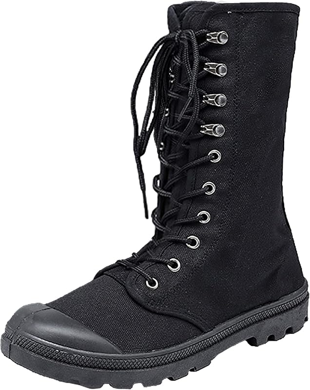 Men's Women's Mid Calf Lace-Up Canvas Boots