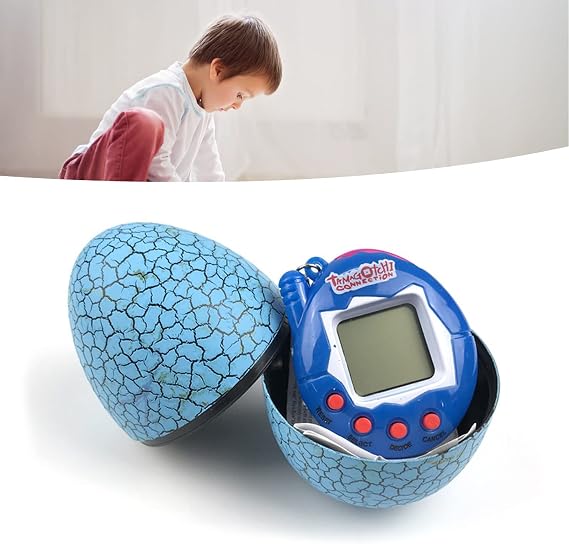 AMONIDA Electronic Digital Pet Game, 4 Function Button Pet Toy, Lightweight Virtual Game with Egg Shaped Design, Ideal for Kids (Blue)