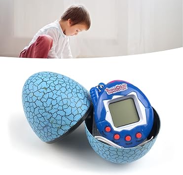 AMONIDA Electronic Digital Pet Game, 4 Function Button Pet Toy, Lightweight Virtual Game with Egg Shaped Design, Ideal for Kids (Blue)