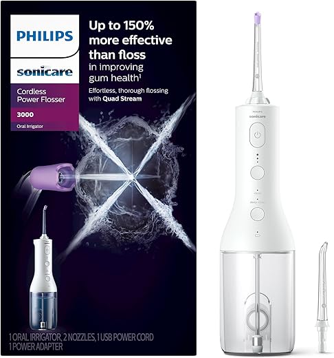 Philips Sonicare Cordless Power Flosser 3000 - Water Flosser with Innovative Quad...