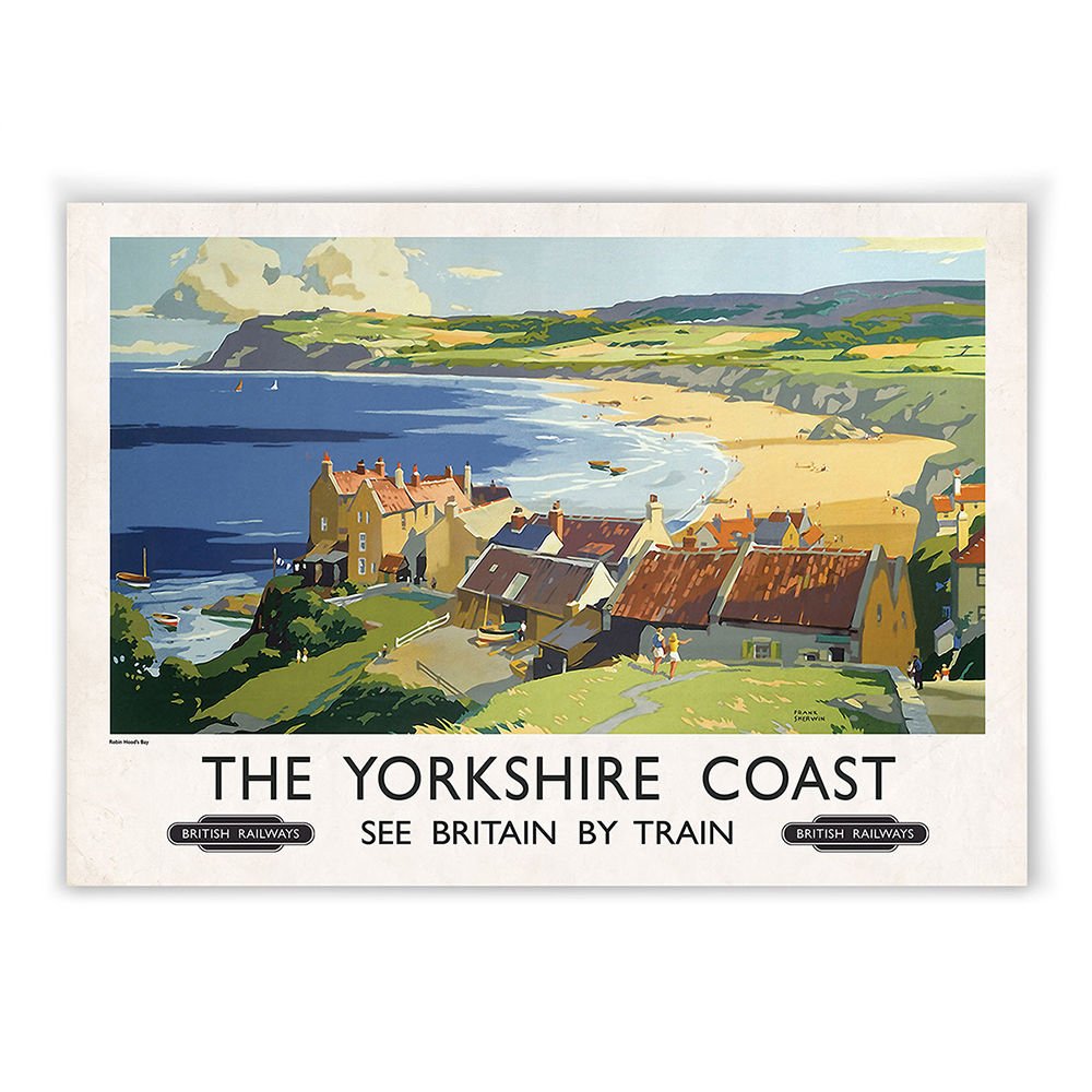 Funky Monkey House Vintage railway poster - A4 - Explore Yorkshire Coast - ROBIN HOOD BAY -LS