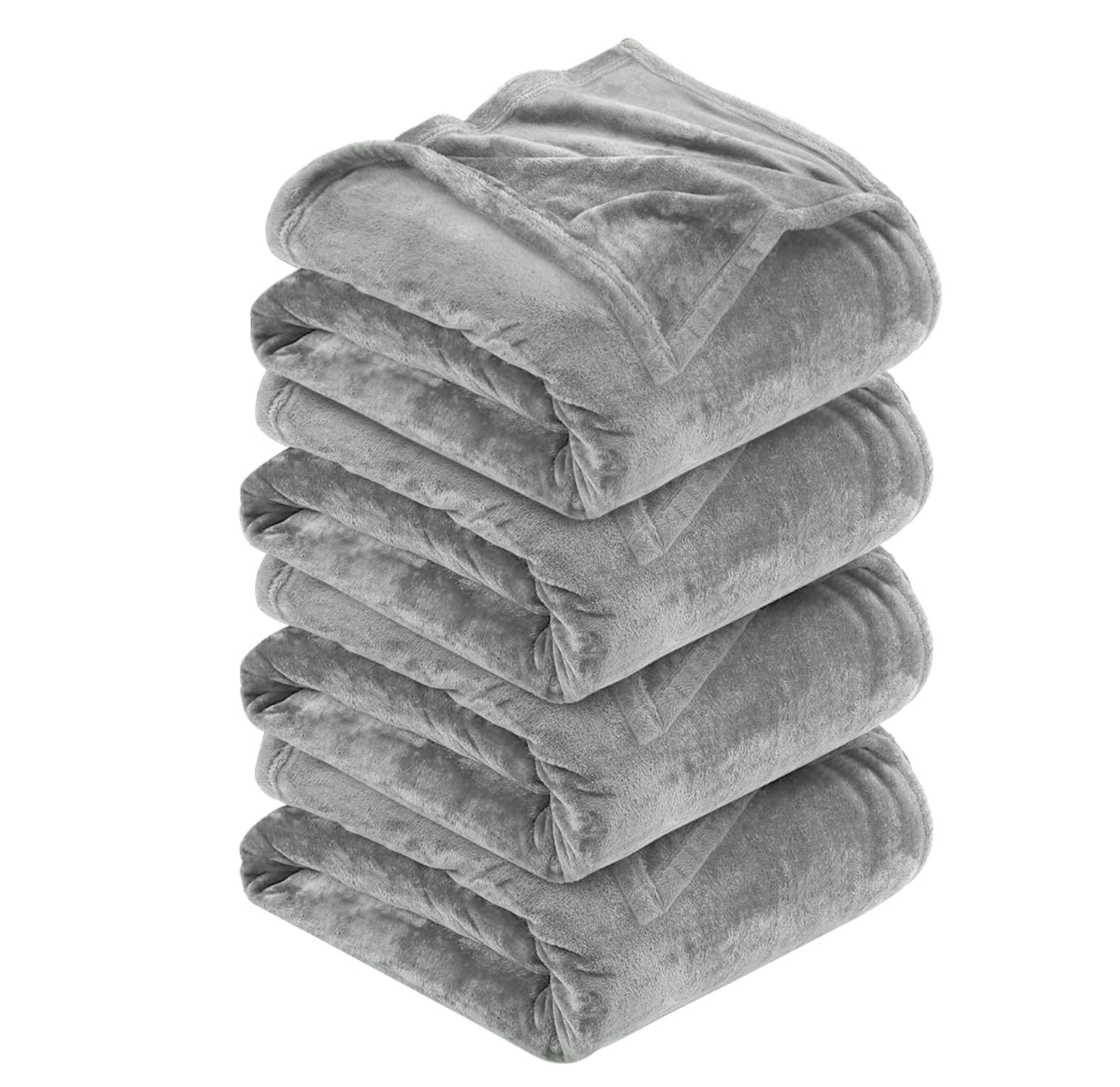 MOONLIGHT20015 Silk Touch Warm 4 Pack Fleece Blankets - 400 GSM Throws for Sofa Fluffy Blanket Bed Throw for Bedroom, Couch, Travel, Kids, Bedroom Accessories Silver, Twin/Double (150 X 200CM) — image 1