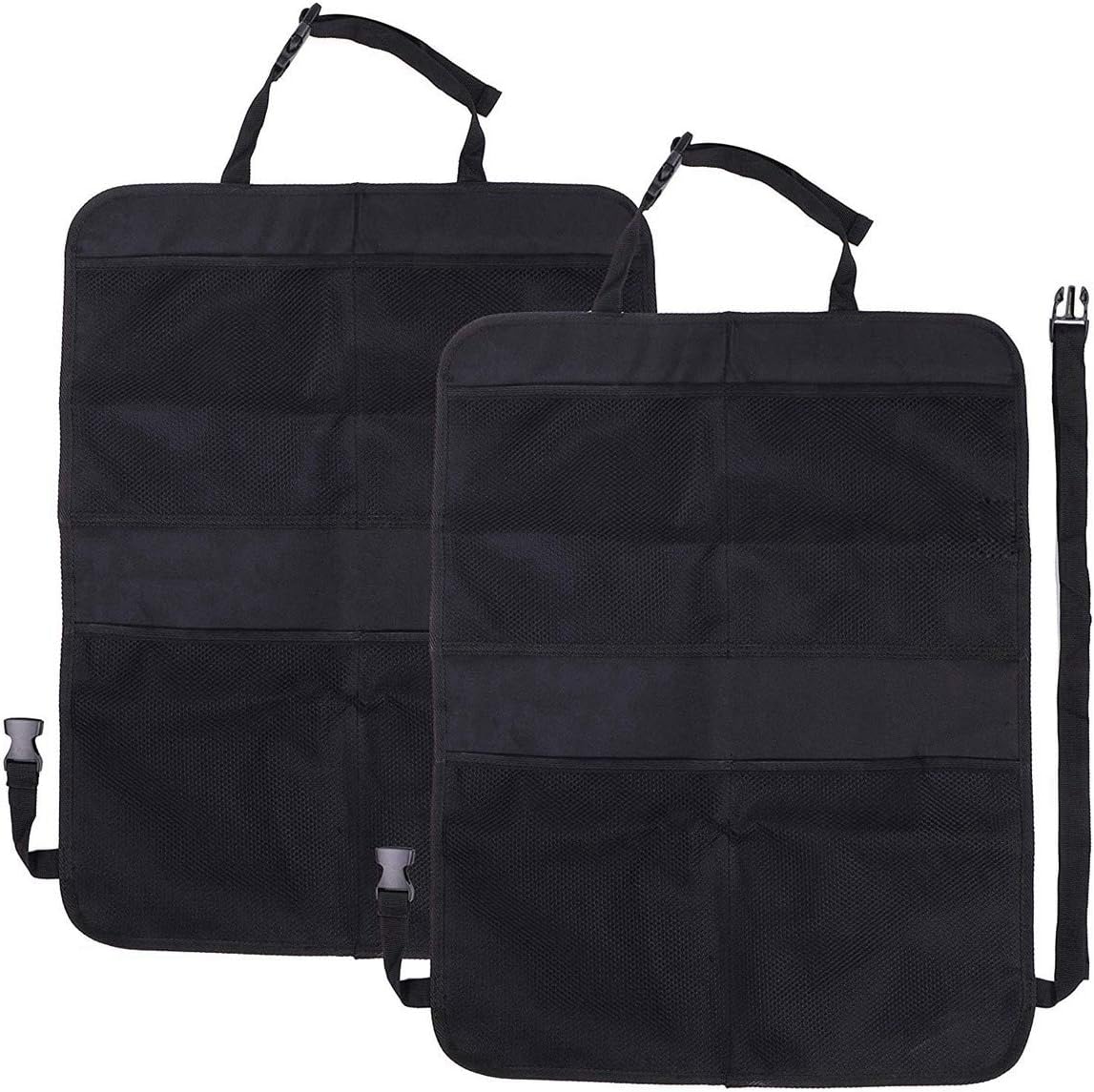 2PCS Car Seat Organisers Kick Mats - Waterproof Seat Back Protectors - Multi Pockets Travel Accessory