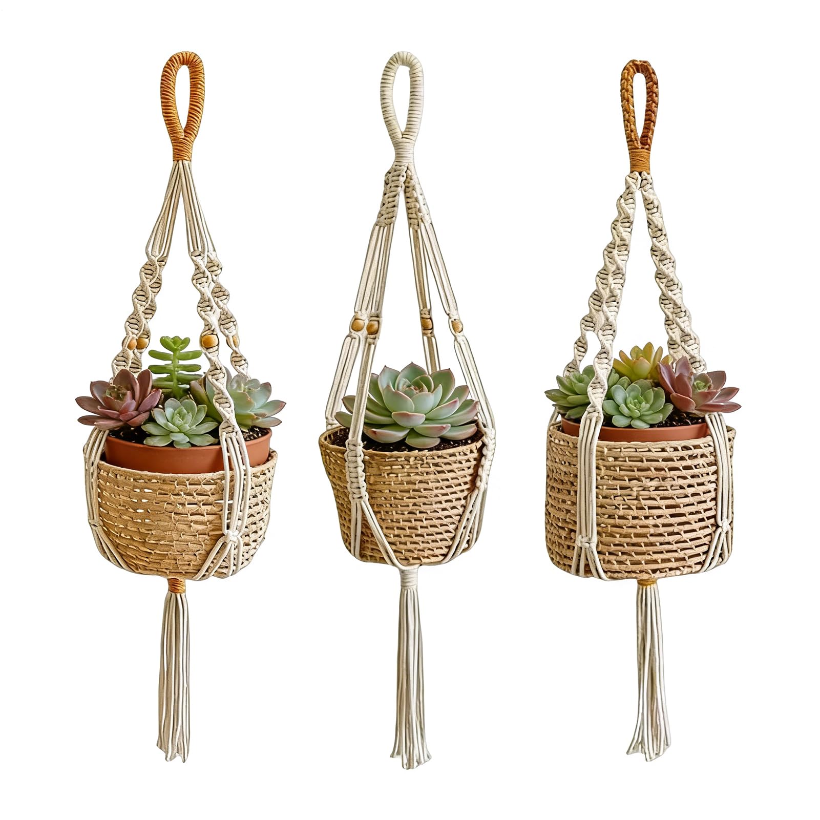 Cintres pour plantes en macramé pour jardiniers | Décoration d'intérieur bohème