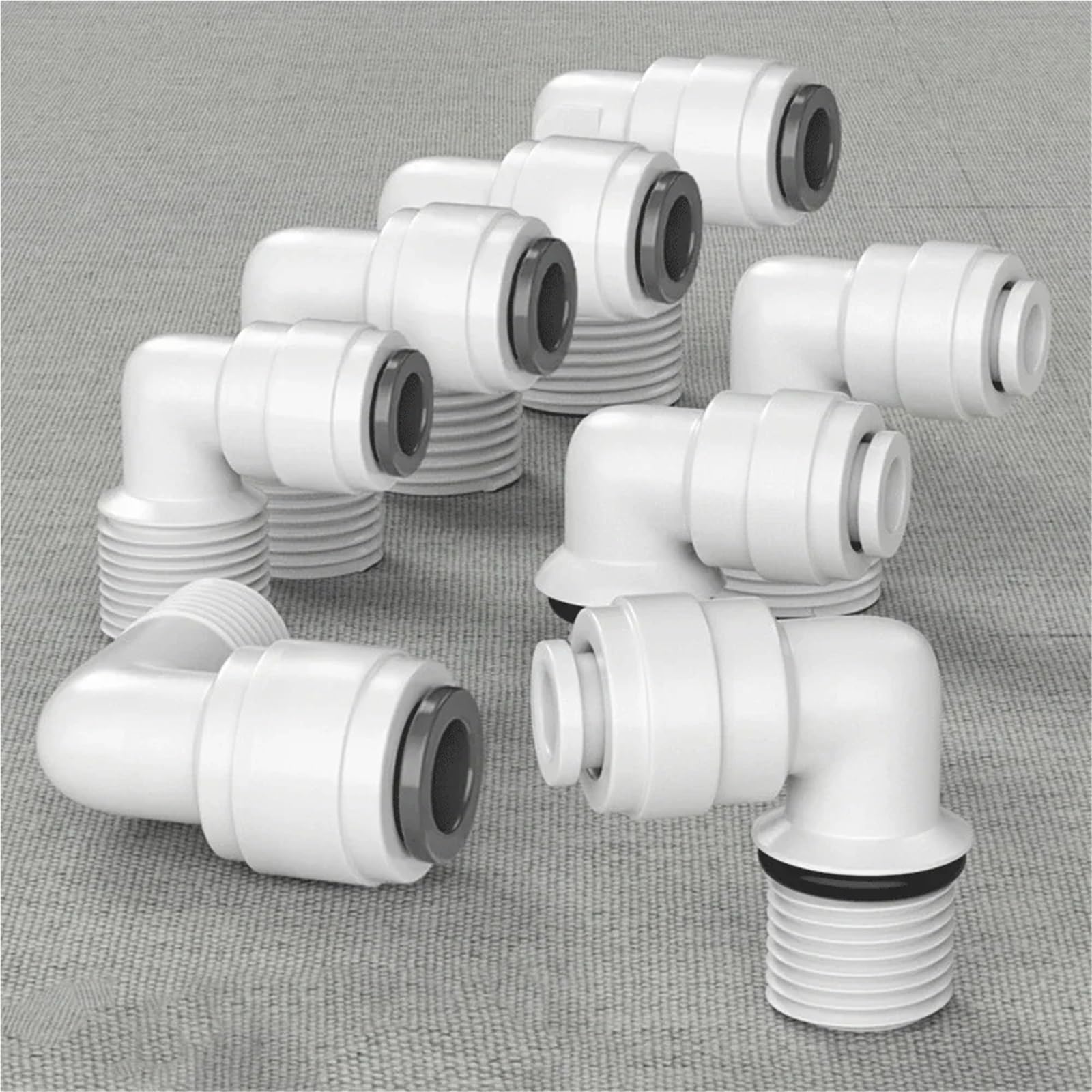 Conector de ajuste rápido POM para filtro de agua de acuario, sistema de ósmosis inversa (transparente) de tubo OD de 90 grados de diámetro exterior de 1/10.2 cm 3/20.3 cm