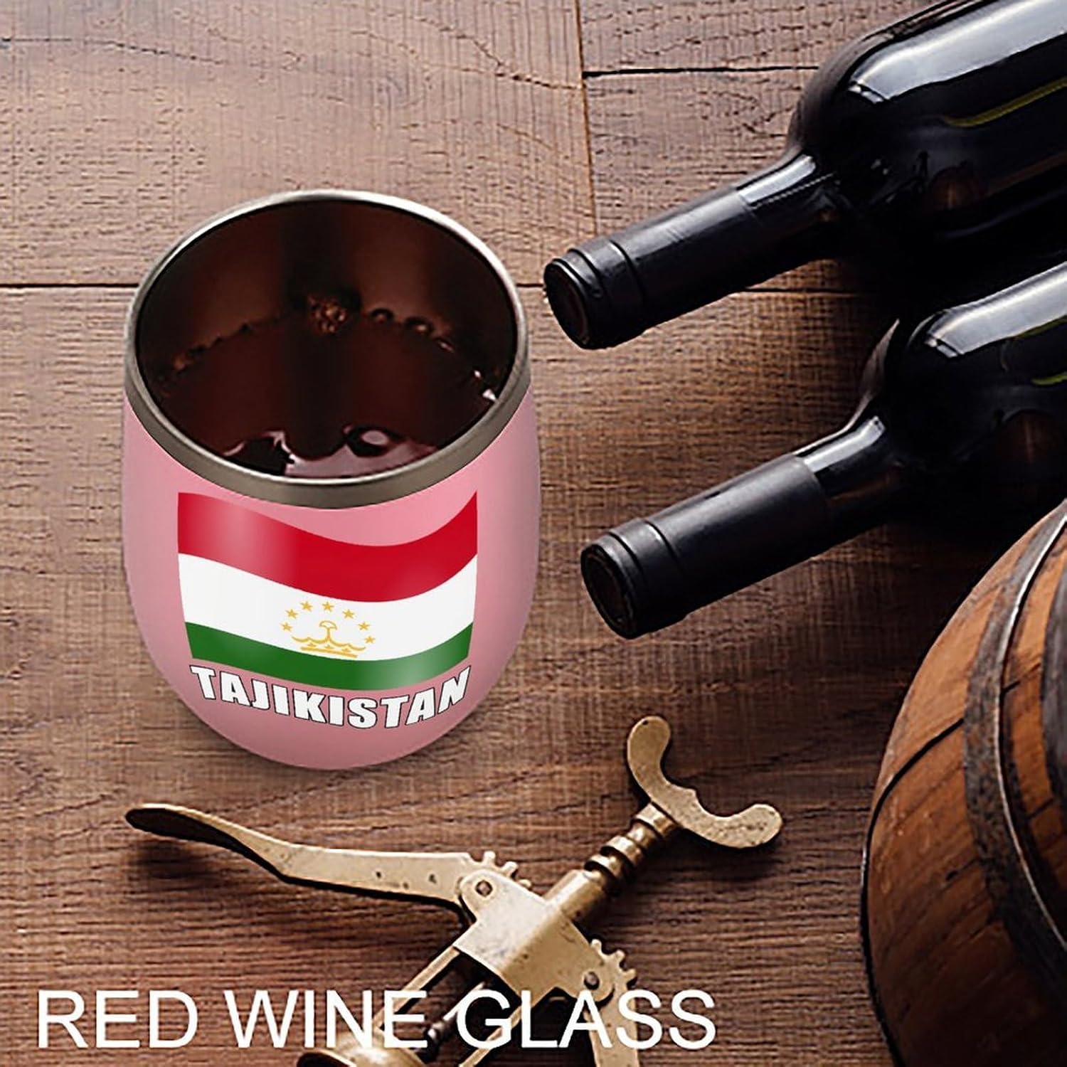 Flying Tajikistan Flag Insulated Drinking Cup Stainless Steel Coffee Mug Wine Tumbler with Lid 12OZ