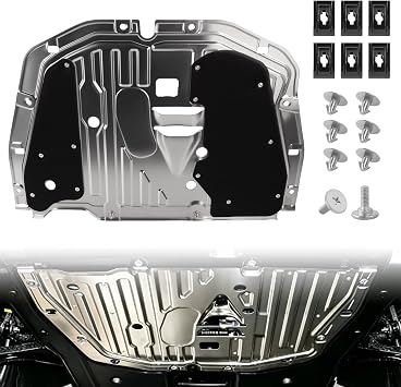 Upgraded Aluminum Engine Splash Shield for 2016-2021 Civic 74110-TBA-A00 | Heavy Duty Metal Skid Plate Under Cover, Anti-Scraping Oil Pan Protection Undertray with Hardware Replaces# 90674-TY2-A01