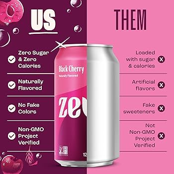 Amazon.com : Zevia Zero Sugar Soda, Black Cherry, 12 oz Cans (24