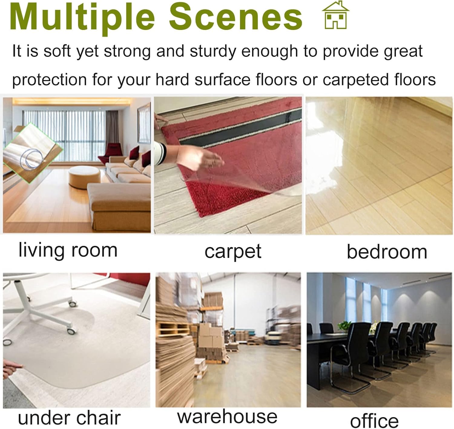 Clear Extra Large Non-Slip Floor Cover,Desk Chair Mat for Carpeted Floors, High Rolling Chairs/Standing Desk, 16 20 24 28 31 34 inch Wide(20"X24"/50cmX60cm)