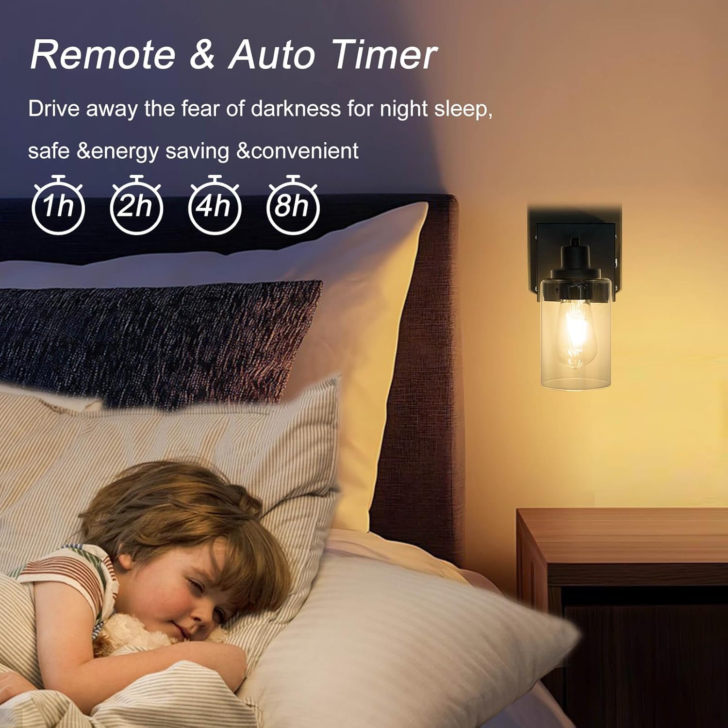 Battery Operated Wall Sconce Set of Two,Vintage Black Wall Light with Glass Shade,6000mAh Rechargeable Wireless Wall Lamp Indoor Dimmable with Remote,Cordless Wall Light Fixtures for Bathroom Bedroom