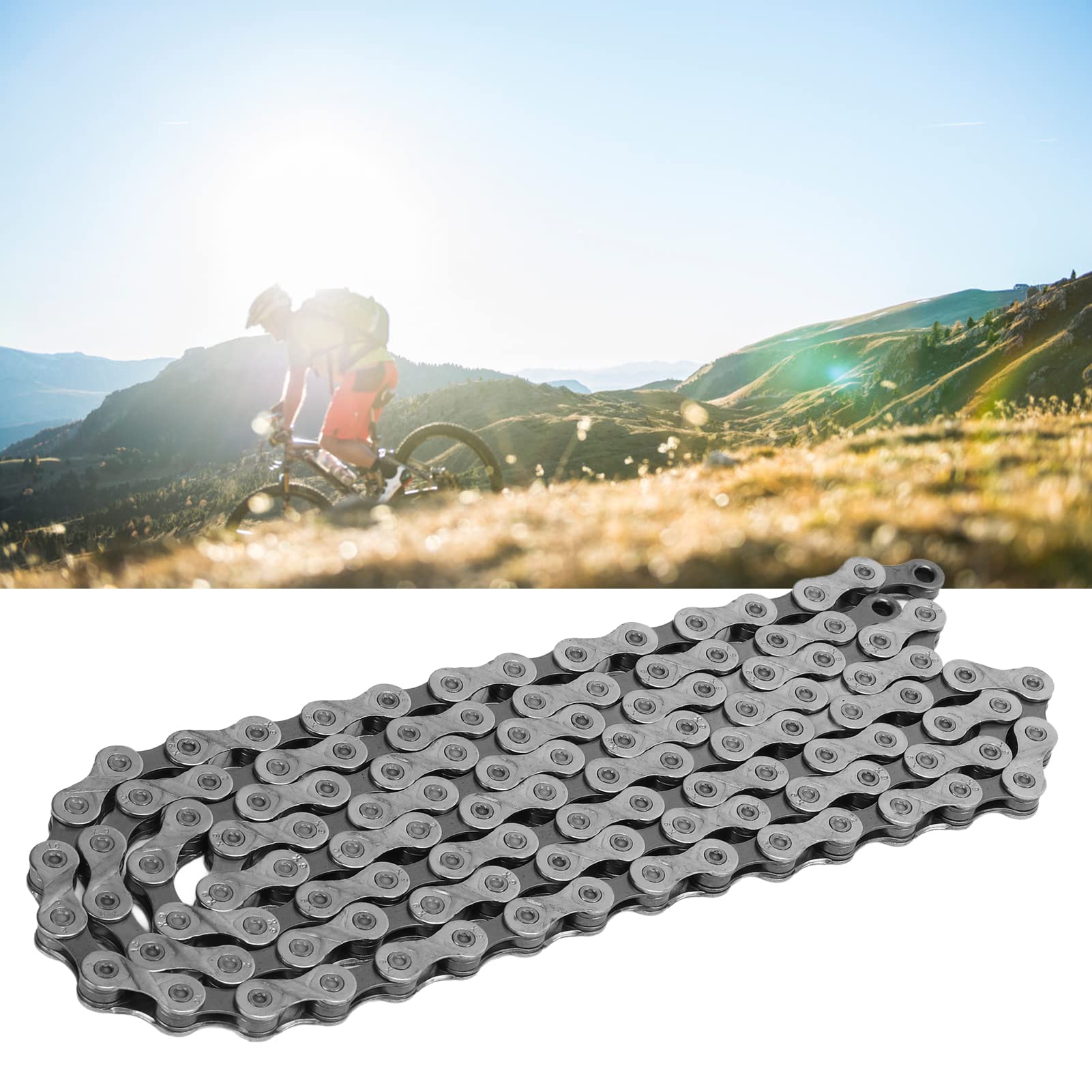 Catena per Bici a 9 velocità, 116 Maglie Acciaio Legato Ad Alta Resistenza Antiruggine Anticorrosione, con Resistenza All'usura Migliorata Basso Rumore, per Bicicletta da Strada