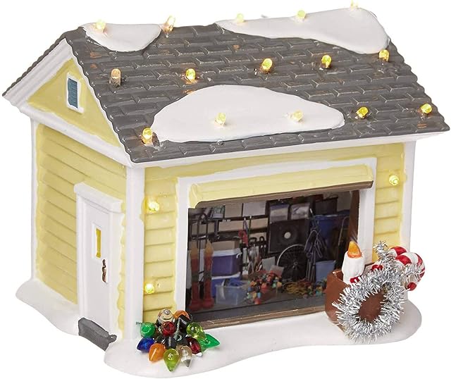 FLAMEER Christmas Snow Village Ornaments LED Figurine Hand Painted Hand Crafted Decoration The Griswold Holiday House for Home Courtyards Garden - 12.5x10x10cm