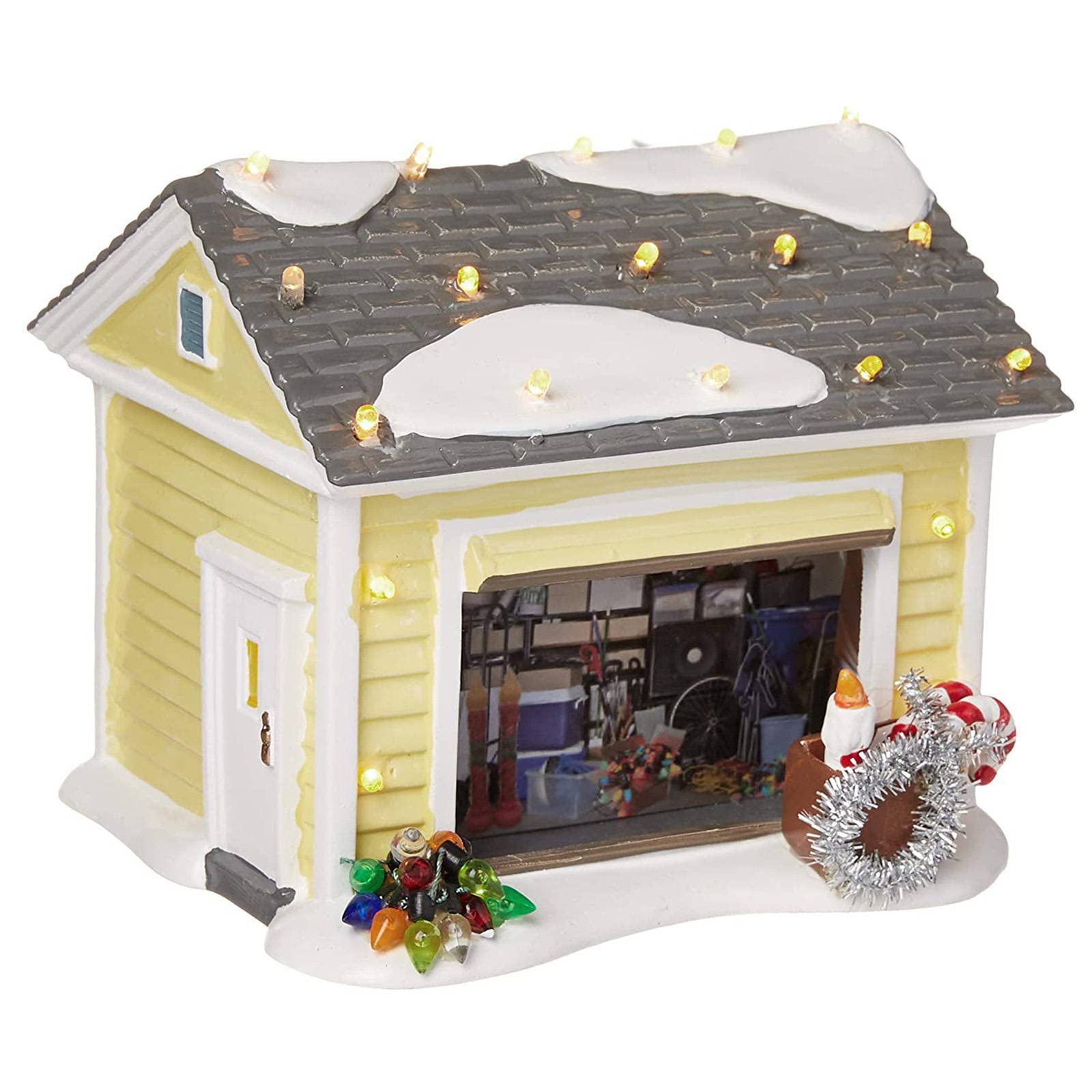 Fenteer Weihnachten Schneedorf LED Ornamente Statue Kunst Landschaft Dekoration Geschenke Miniaturhaus 12,5x10x10cm