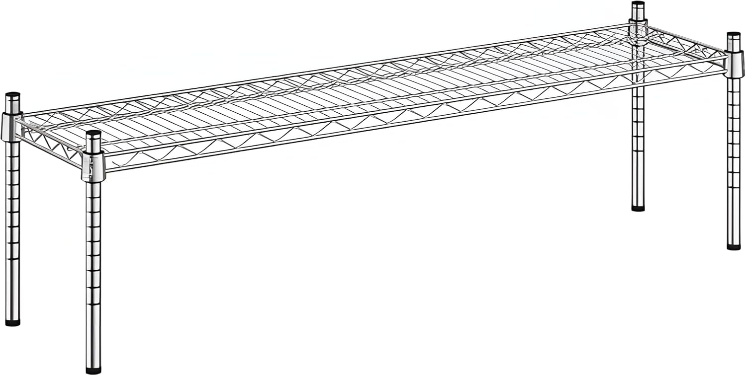 12" x 48" x 14" Chrome Wire Storage Shelf, Dunnage Rack, Commercial 1 Tier Small Shelf