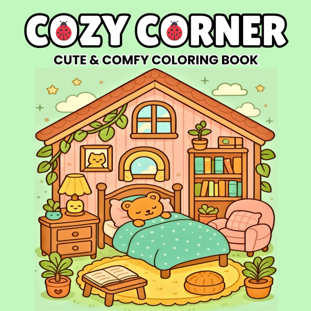 Cozy Corners: Coloring Book for Adults and Teens, Featuring Cute Nooks and Hygge Spaces for Stress Relief and Relaxation (Bold and Easy Coloring Books)
