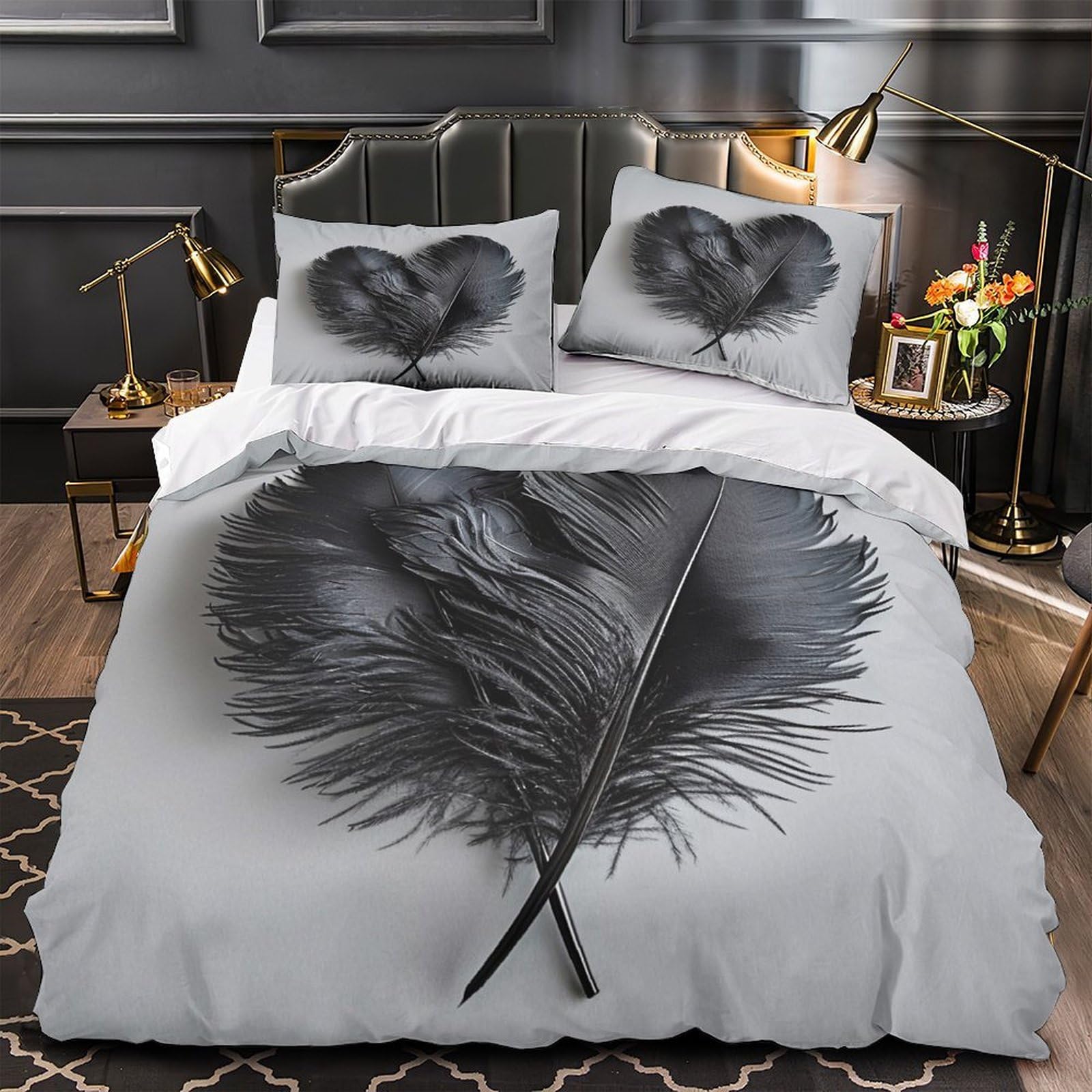 Housse de couette oiseaux 3D super king 260x220 parure microfbre
