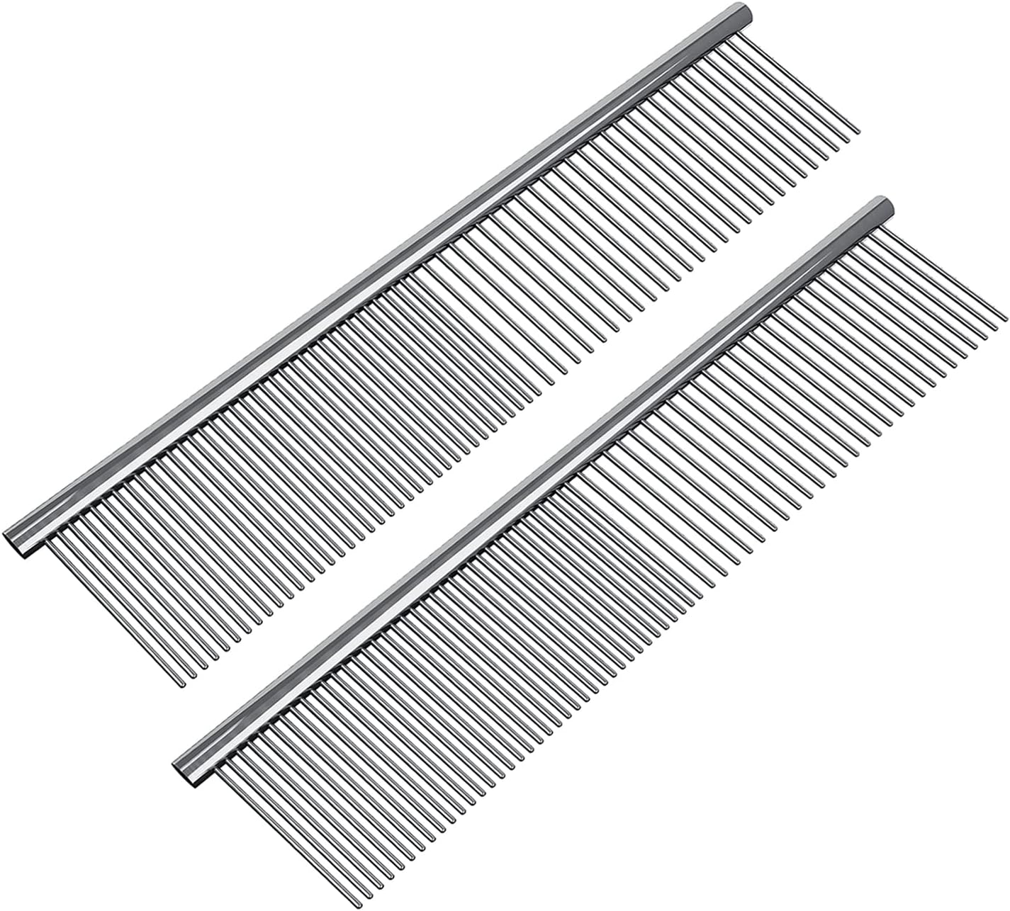 Petsvv 2 Pack Pet Stainless Steel Grooming Dog Cat Comb Tool