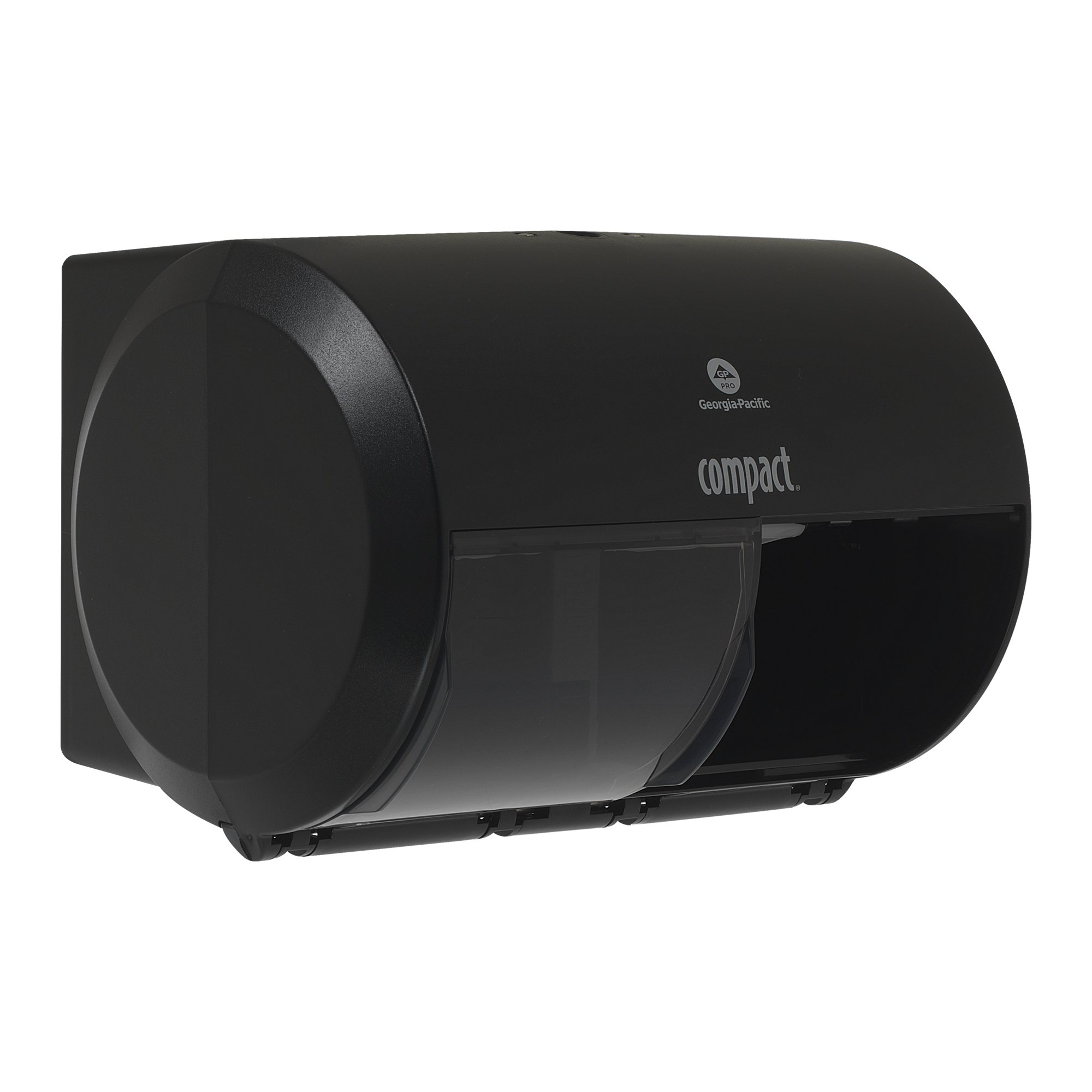 Photo 1 of Georgia-Pacific Compact 2-Roll Side-by-Side Coreless High-Capacity Toilet Paper Dispenser by GP PRO (Georgia-Pacific); Black; 56784A; 1 Dispenser