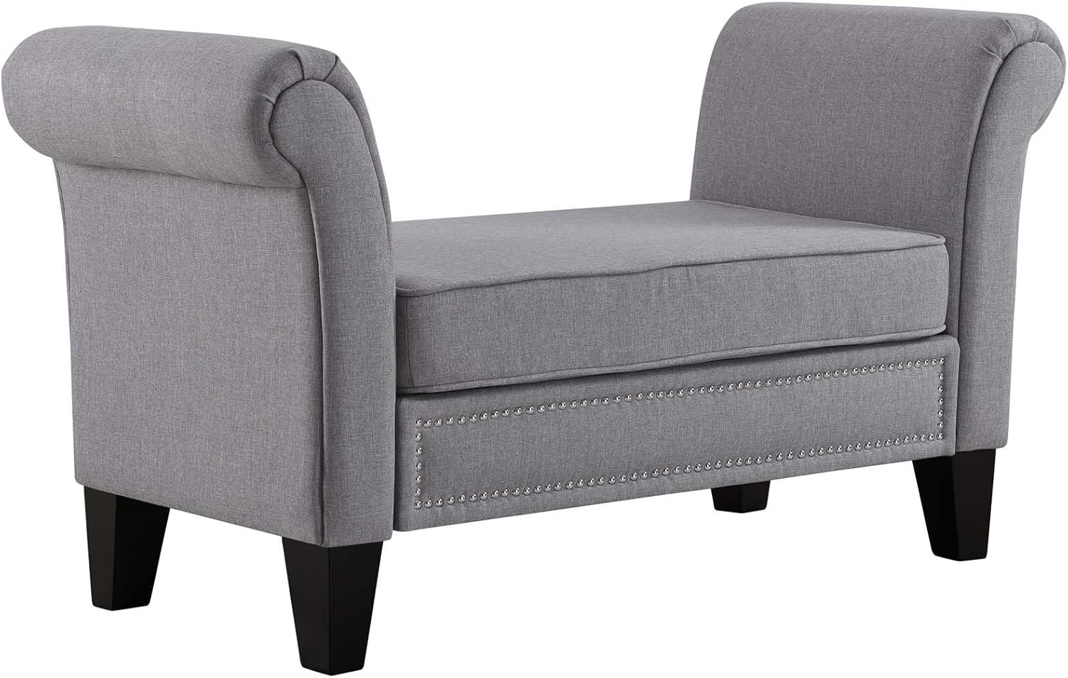 Modway Rendezvous Upholstered Bench in Teal with Rolled Arms and Nailhead Trim