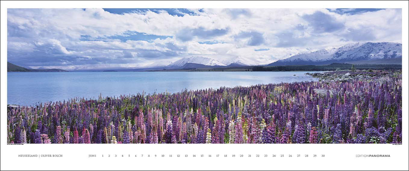 Neuseeland: Immerwährender Panorama-Kalender in 1,15 Meter Breite.: Immerwährender Kalender