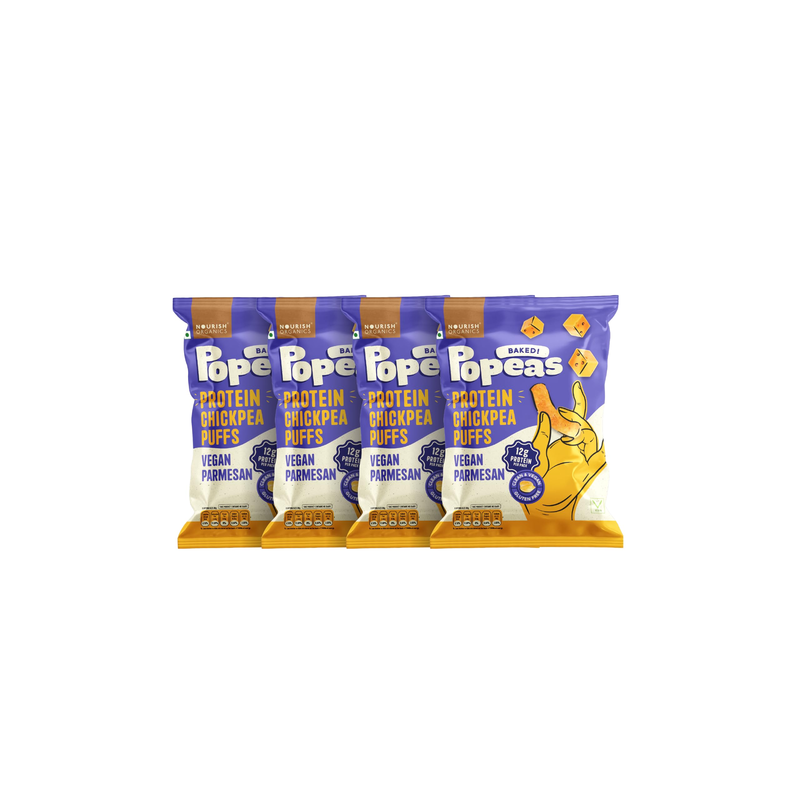 Chickpea Baked Popeas Protein Puffs | Vegan Parmesan | Gluten Free | Pack x4-image-32