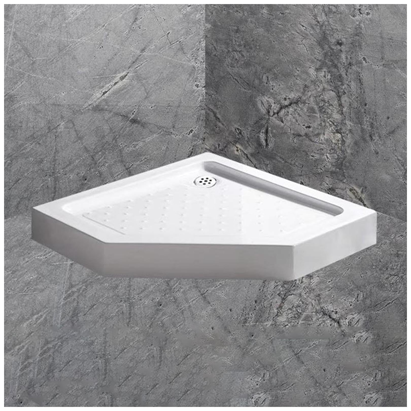 Base de douche en acrylique blanche avec drain central pour rénovation salle de bain