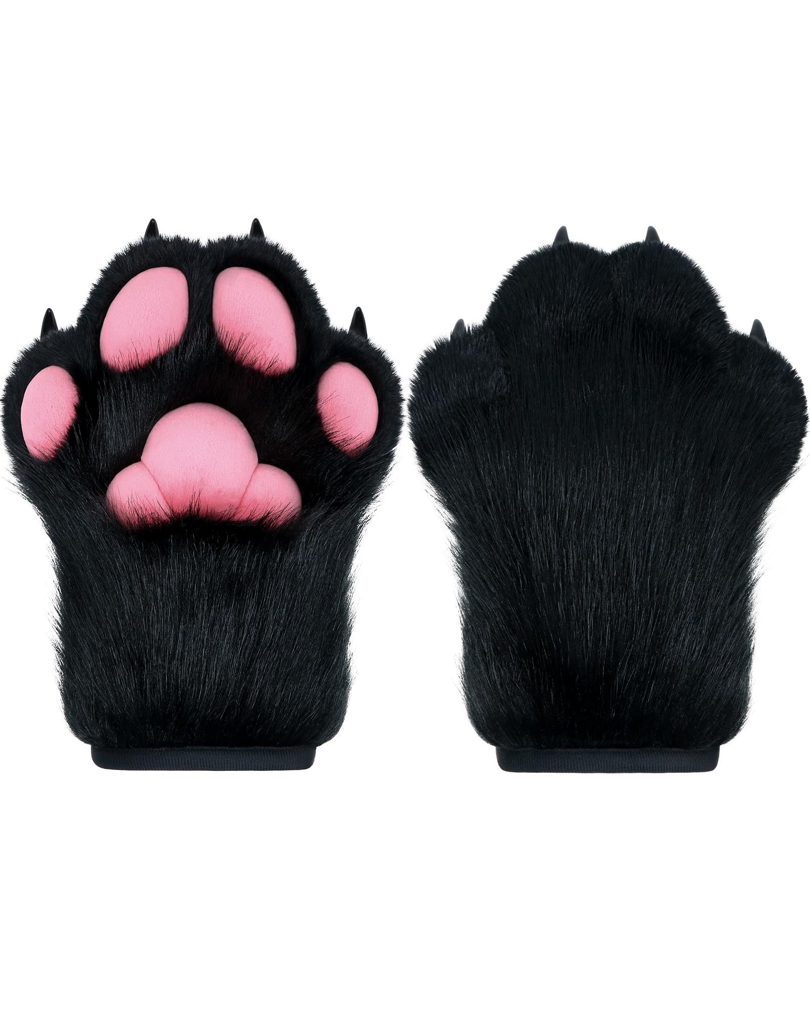 BNLIDES Cosplay Fursuit Paw Gloves Furry Claw Gloves Built-in Whistle Decompression Toys Costume Party Accessories for Adult