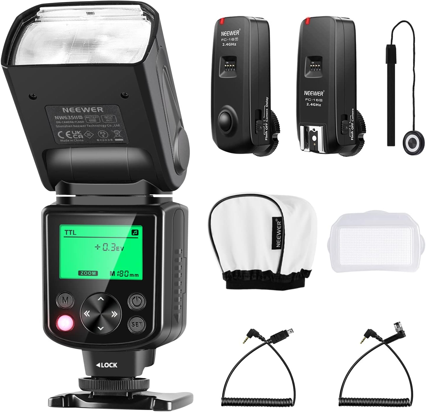 NEEWER Flash Speedlite TTL NW635IIN con Trigger FC16, Diffusore