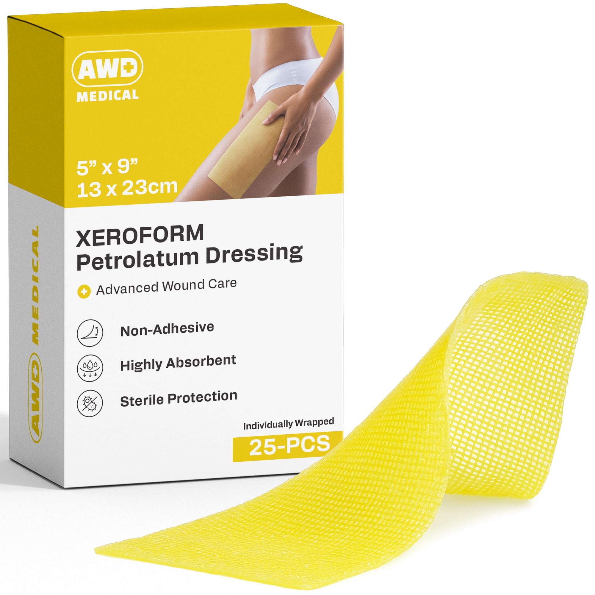 AWD Xeroform Petrolatum - Garza sterile per la cura delle ferite (confezione da 25)