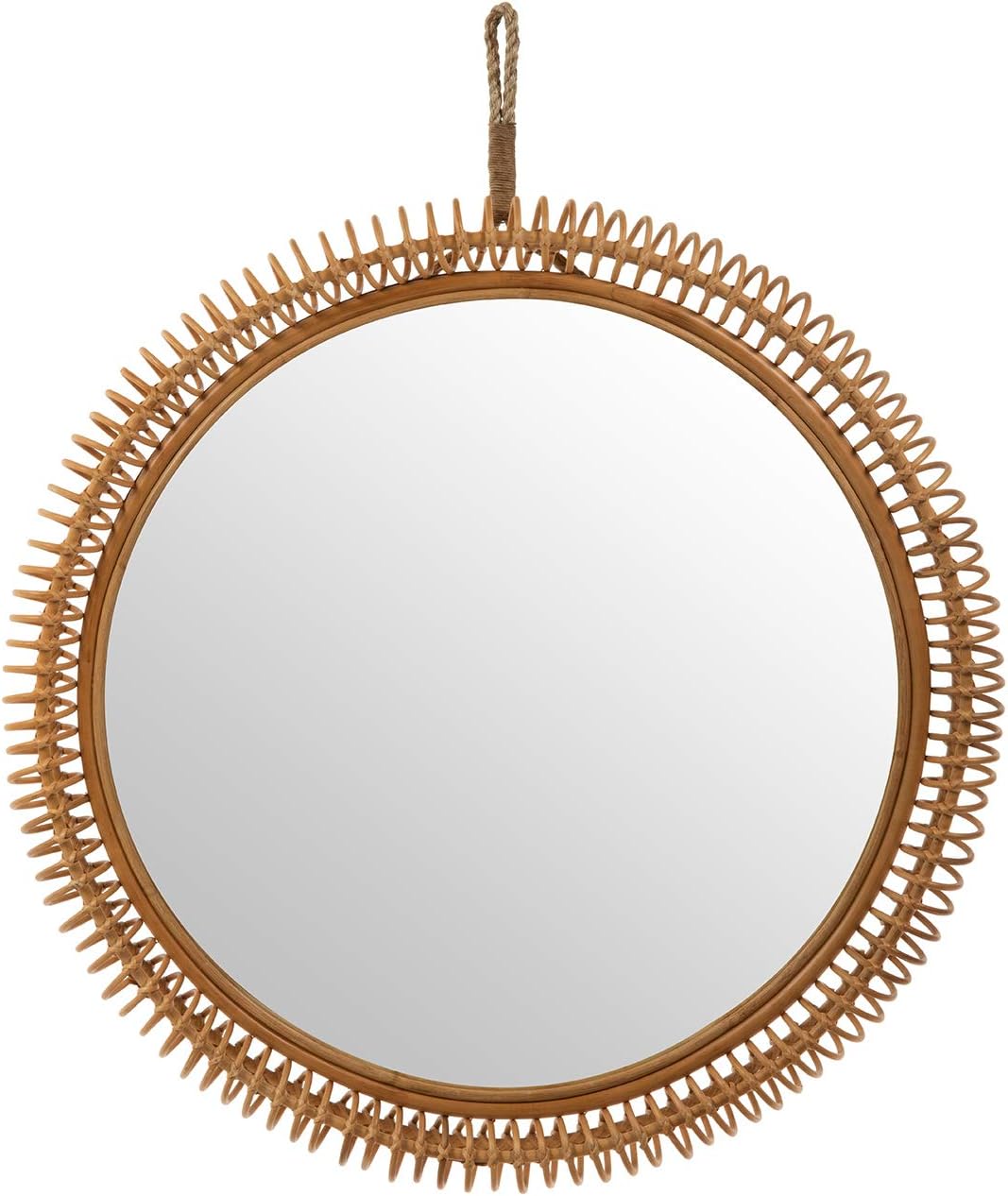 Kouboo Rattan Coiled Round Wall Mirror, Natural Brown