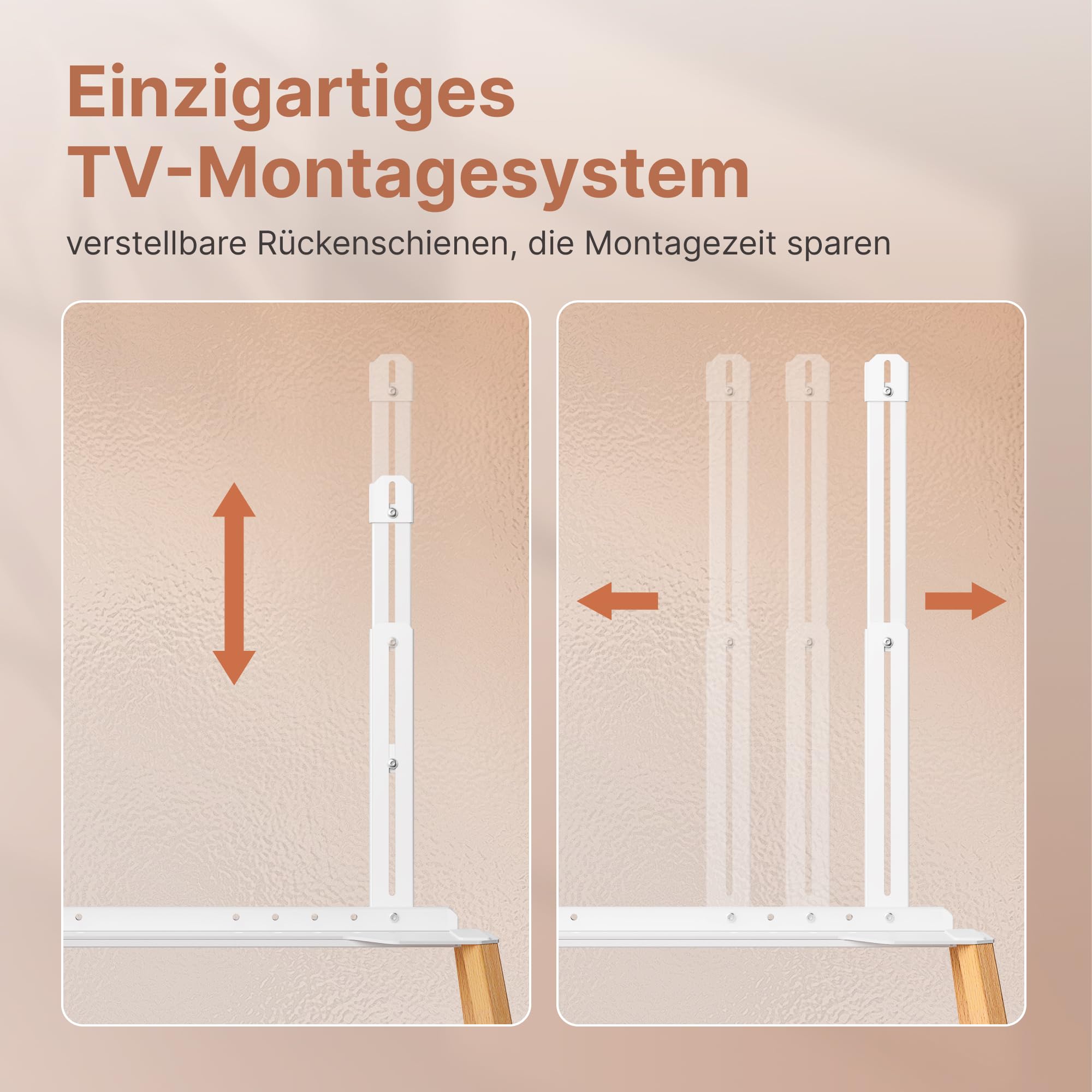 TV Ständer mit Rollen für 49 bis 75 Zoll TV bis zu 40 kg, Easel Design mit Metallstruktur und Holzablage, Beweglicher TV Ständer auf Rädern für Geschäft, Büro, Schule, Haus