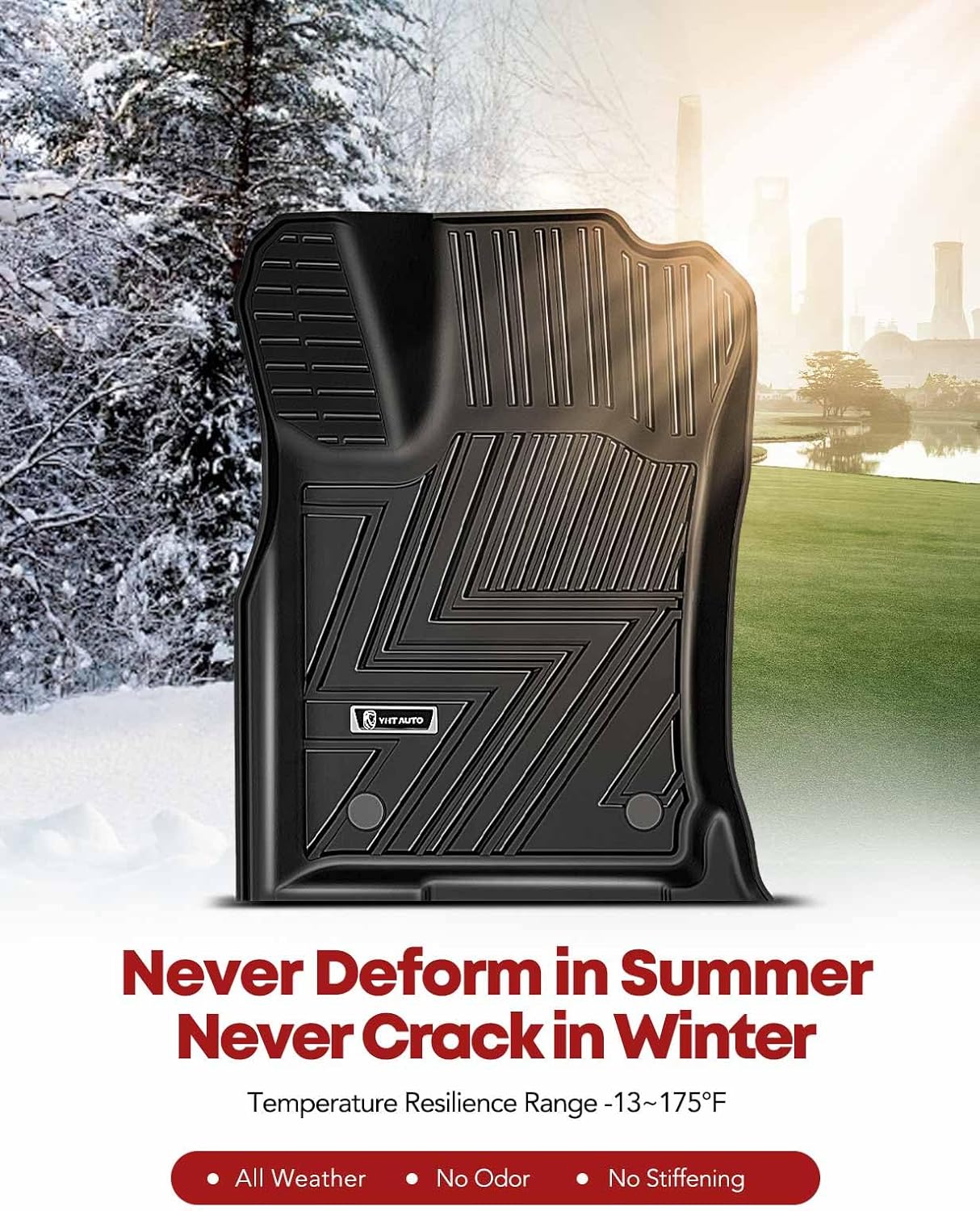 YHTAUTO Floor Mats Fit 2016-2021 Jeep Grand Cherokee & Dodge Durango/ 2022 Grand Cherokee WK, TPE All Weather Car Mats Waterproof Anti-Slip Odorless Floor Liner, Front & 2nd Row Liner