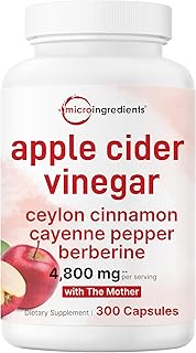 Micro Ingredients Apple Cider Vinegar Capsules | 4,800mg Per Serving, 300 Counts | 4-in-1 ACV Complex with The Mother | Ceylon Cinnamon, Cayenne Pepper & More | Immune, Digestion & Appetite Support
