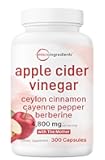 Apple Cider Vinegar with The Mother 4,800mg Per Serving, 300 Capsules | 4-in-1 ACV Complex | Ceylon Cinnamon, Cayenne Pepper, & Berberine | Immune, Digestion & Appetite Support | Non-GMO, Gluten Free