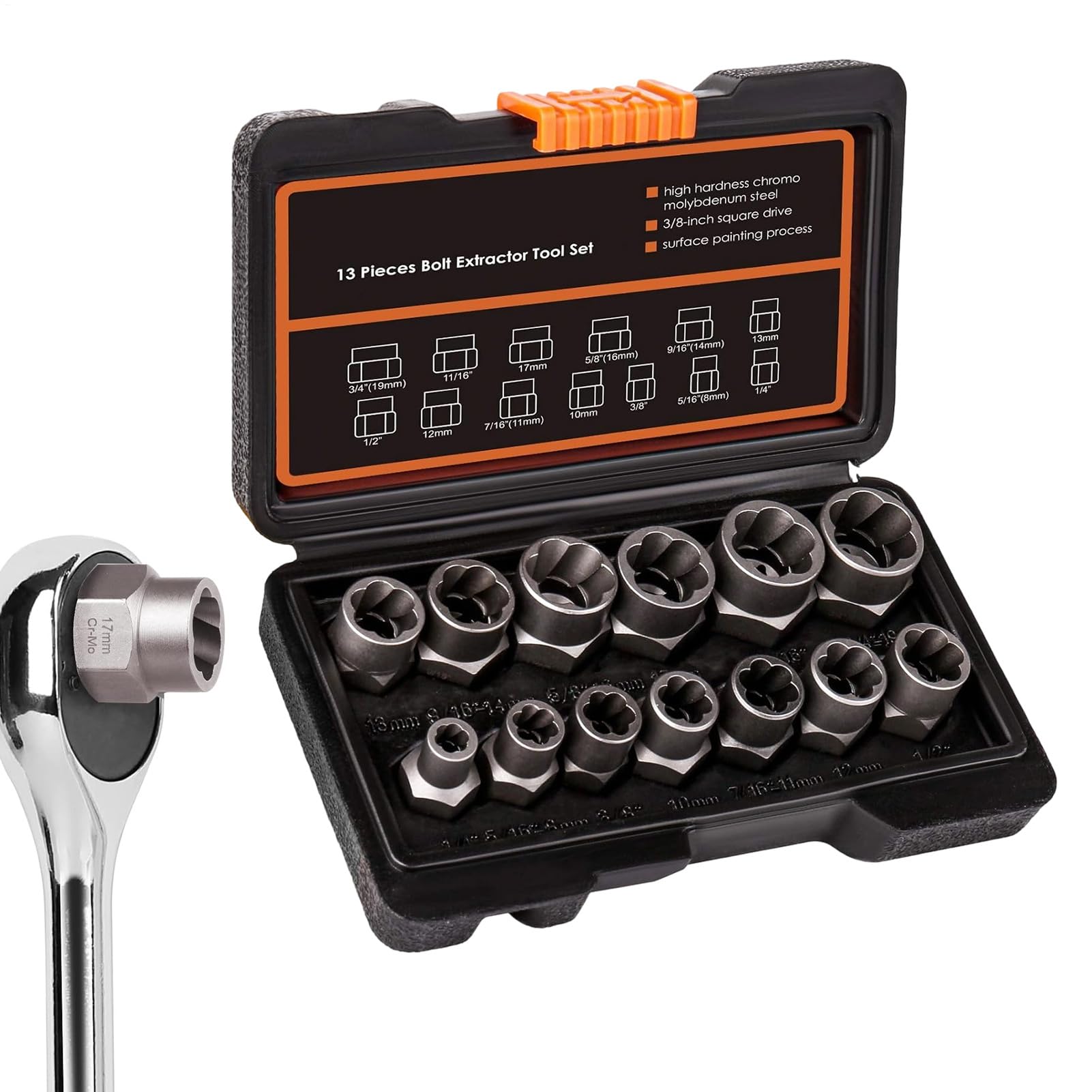 Kit estrattore bulloni – Set di attrezzi in metallo da 7 pollici | Presa Easy Out per dadi spelati | Adattatore 3/8 per riparazioni automobilistiche